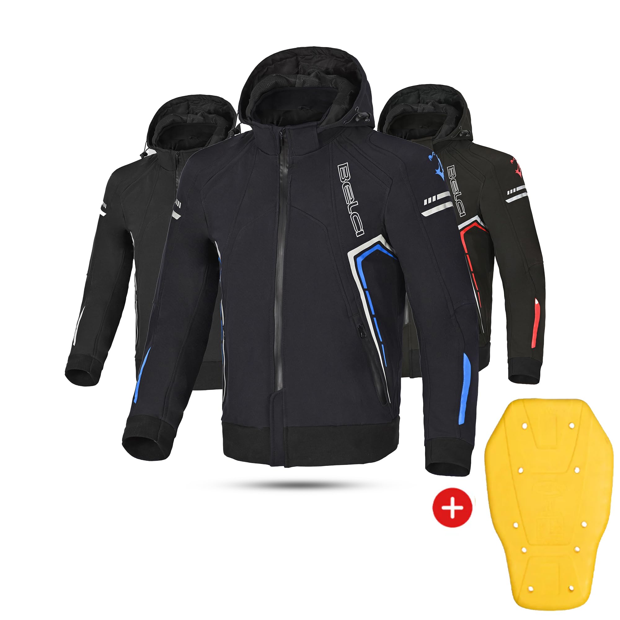 MAXIMO-MOTO Motorcycle Armoured Hoodie Jacket for Men CE Approved Motorbike Softshell Hoodie Waterproof Riding Jacket with Elbow Shoulder & Back Armor Protective Biker Jacket