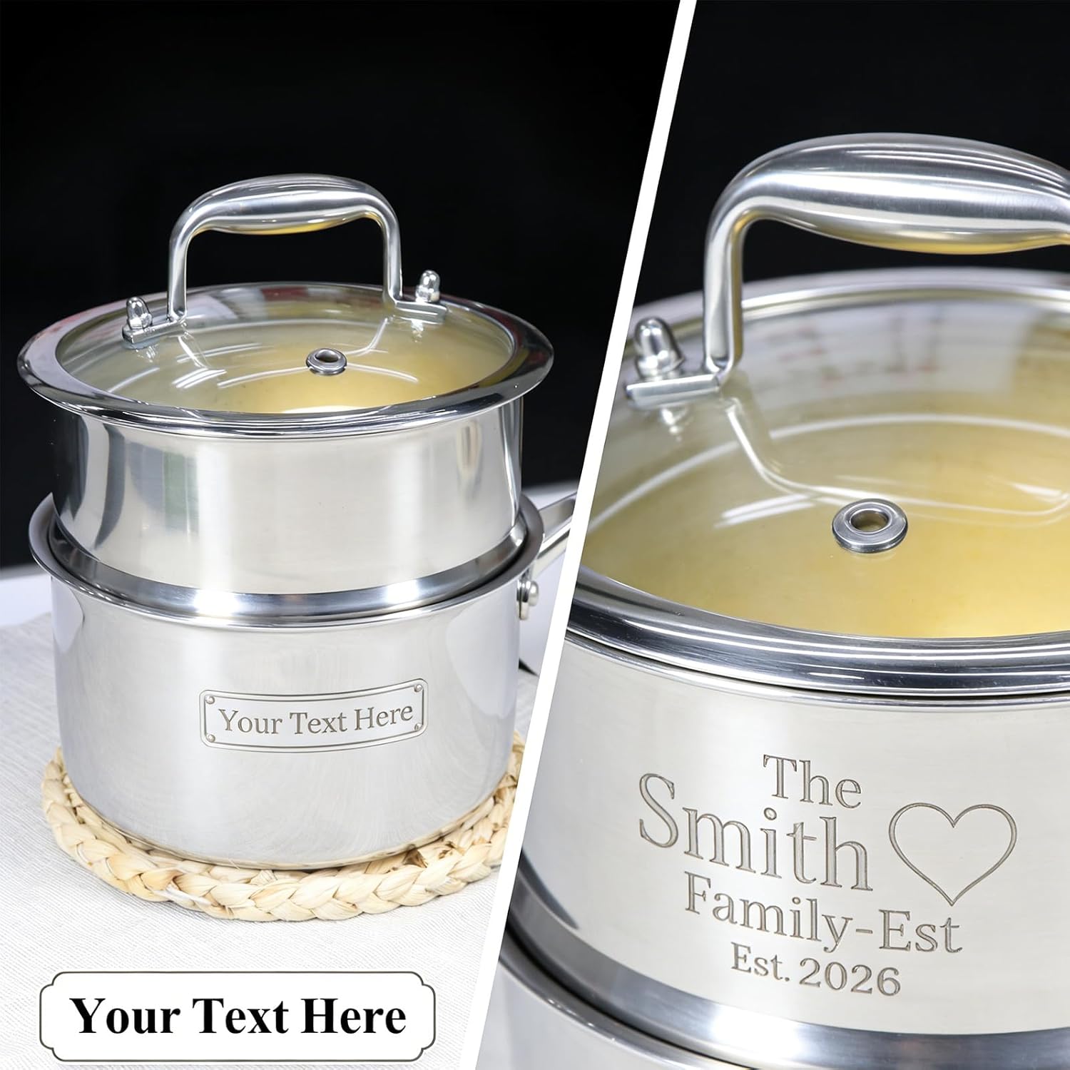 Sauce Pan, Pot 316 Stainless Steel, Sauce Pan with Lid, Small Pot with Free Engraving - 5-Ply Clad, Saucepan Non-Corroding Cookware, Small Sauce Pan Customize Ultimate Kitchen Heirloom