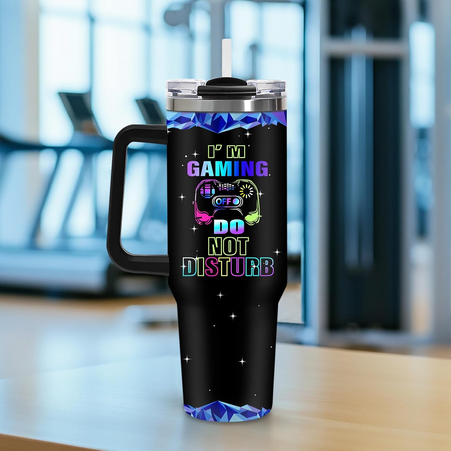 40oz Gamer Insulated Tumbler, Gaming Gifts for Boys Teenager Men, Gradient Gamepad Coffee Mug, Double Wall Stainless Steel Travel Cup with Handle Straw, Game Controller Present for Son Teen Birthday image 5