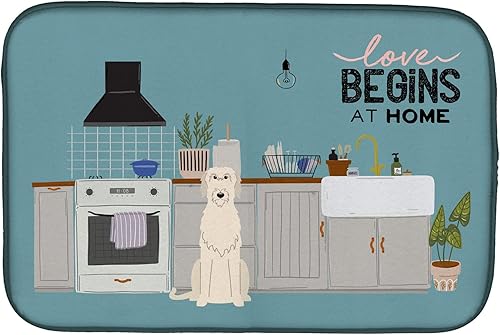 Miniatura 547 de Caroline's Treasures CK7824DDM - Tapete absorbente para secado de platos con diseño de bulldog inglés, rojo y blanco, para encimera de cocina, 14 x