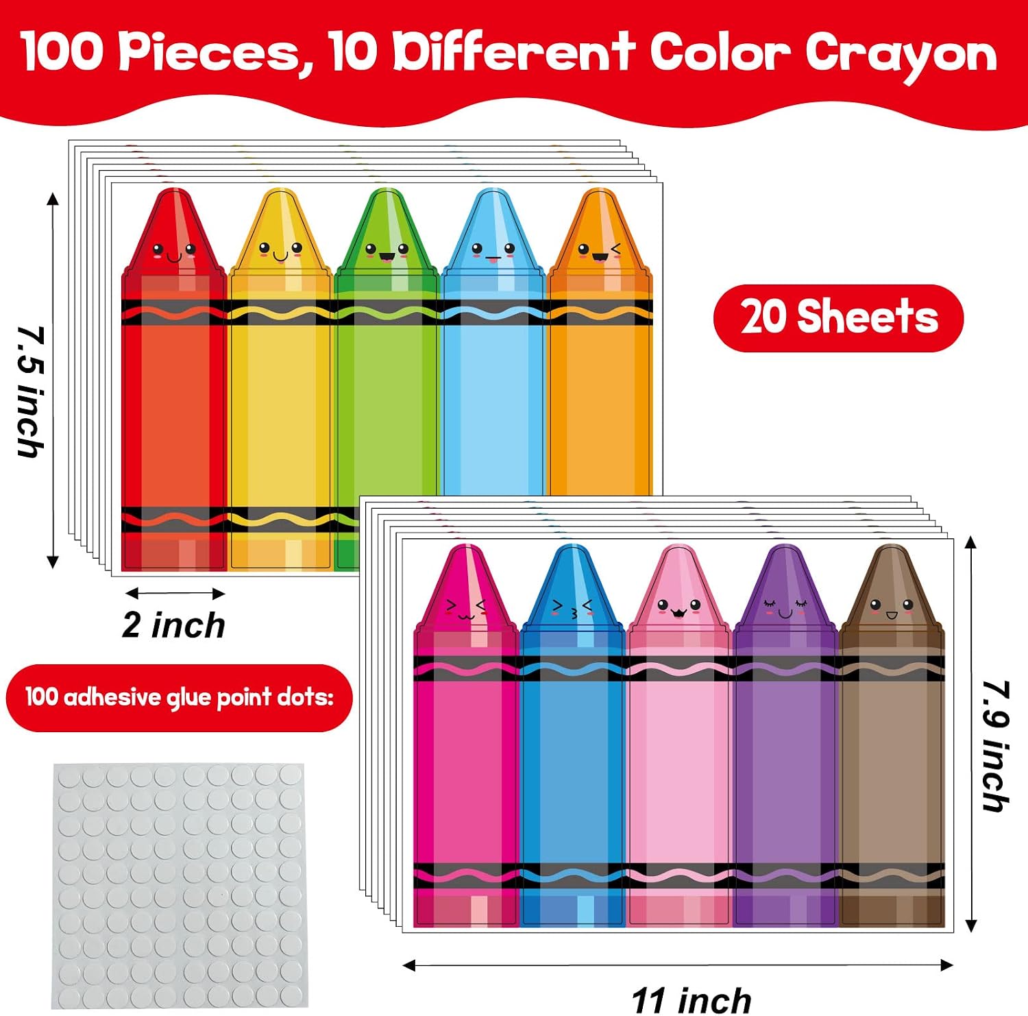 100 Pieces Crayon Cutouts Crayon Bulletin Board Set for Classroom School Home Decorations Supplies image 2