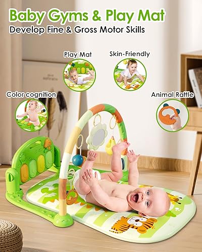 Miniatura 2 de dearlomum Tapete de juego para bebé, divertido piano con 5 juguetes sensoriales para bebés, música y luces, regalos para niños y niñas de 0 a 3, 6,