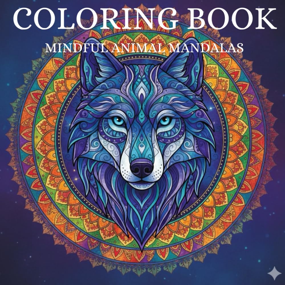 Coloring book mindful animal mandalas for inner peace and mind calmness: Find inner peace and focus through wildlife with designs to quiet the mind and find your flow