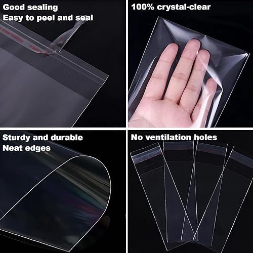 Miniatura 4 de 100 bolsas de sellado de plástico transparente de 3 x 11 pulgadas, bolsas de celofán adhesivas para panadería, dulces, aperitivos, barras de