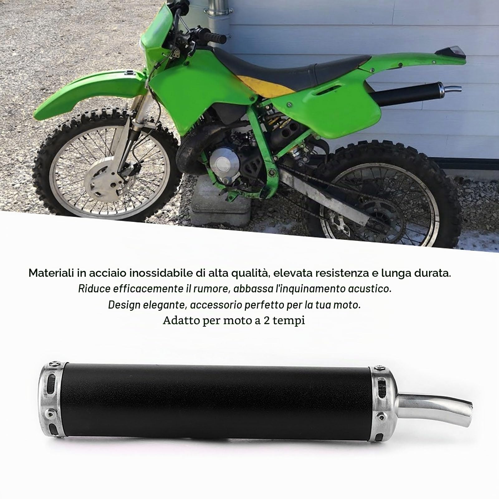 di Scarico per Moto Silenziatore di Scarico in Acciaio Inossidabile Silenziatore 20 Mm / 0,8 Pollici Parti Modificate per Moto a 2 Tempi (Nero)