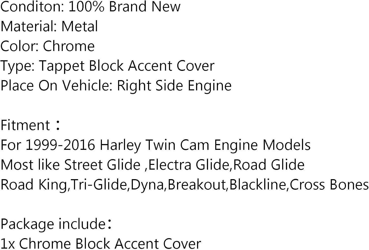 Topteng Chrome Tappet/Lifter Block Accent Cover For Harley Twin Cam 02-16 Road King