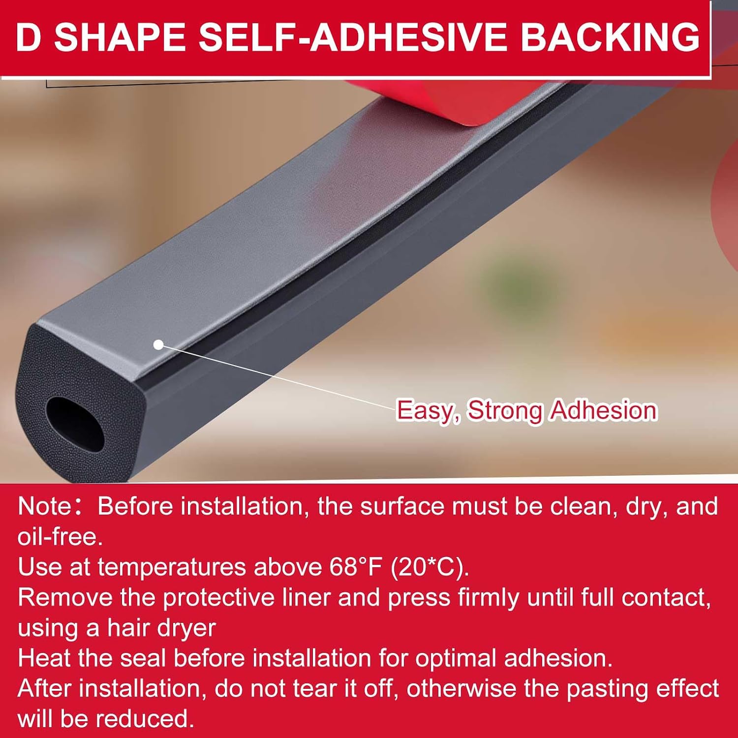 Pangda 13ft Foam Rubber D Shape Seal Strip 0.5" W x 0.5" H Self Adhesive EPDM Rubber Weather Stripping RV Slide Out Seal Heavy Duty Automotive Weather Stripping for Car Truck RV Boat Home