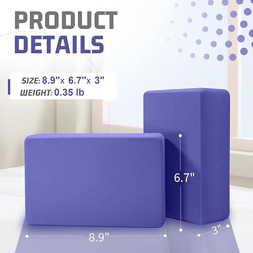 Miniatura 2 de Yoga Blocks 2 Pack, EVA Foam Yoga Block Supportive, Non-Slip Exercise Blocks, Yoga Accessories for Pilates, Meditation, Balance, Stretching and Deep