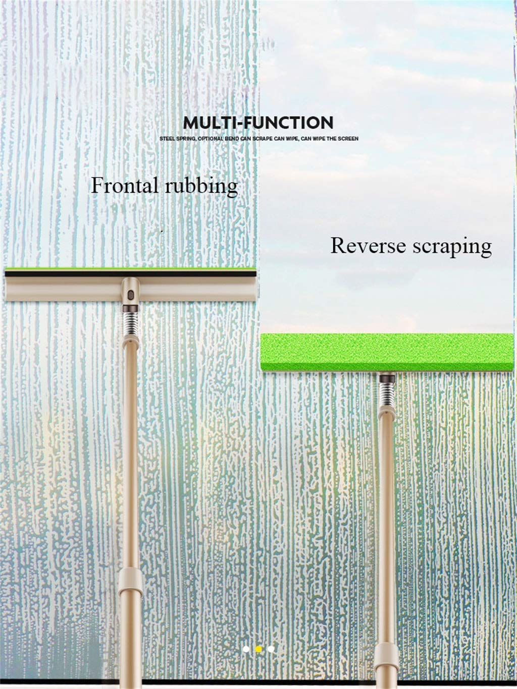 Duschabzieher, Einstellbar 3-in-1-Fensterreinigungsset, Gummi-Scheibenwischerblätter Rillenpinsel for Bad, Küche Und Auto (Color : B)