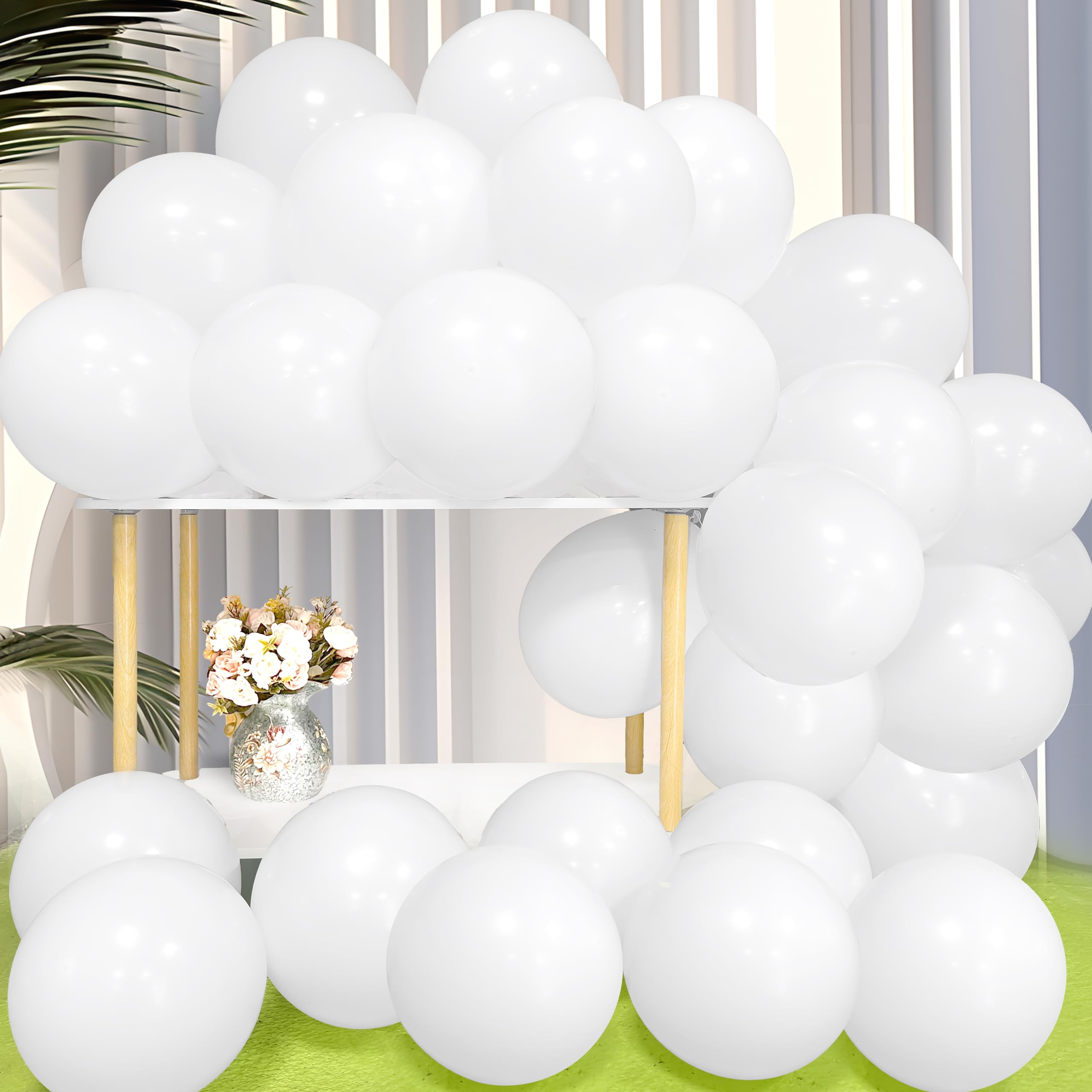 Firomi Matte White Balloons 12-inch 100 Pack Big Thicken (with 3 Ribbons)