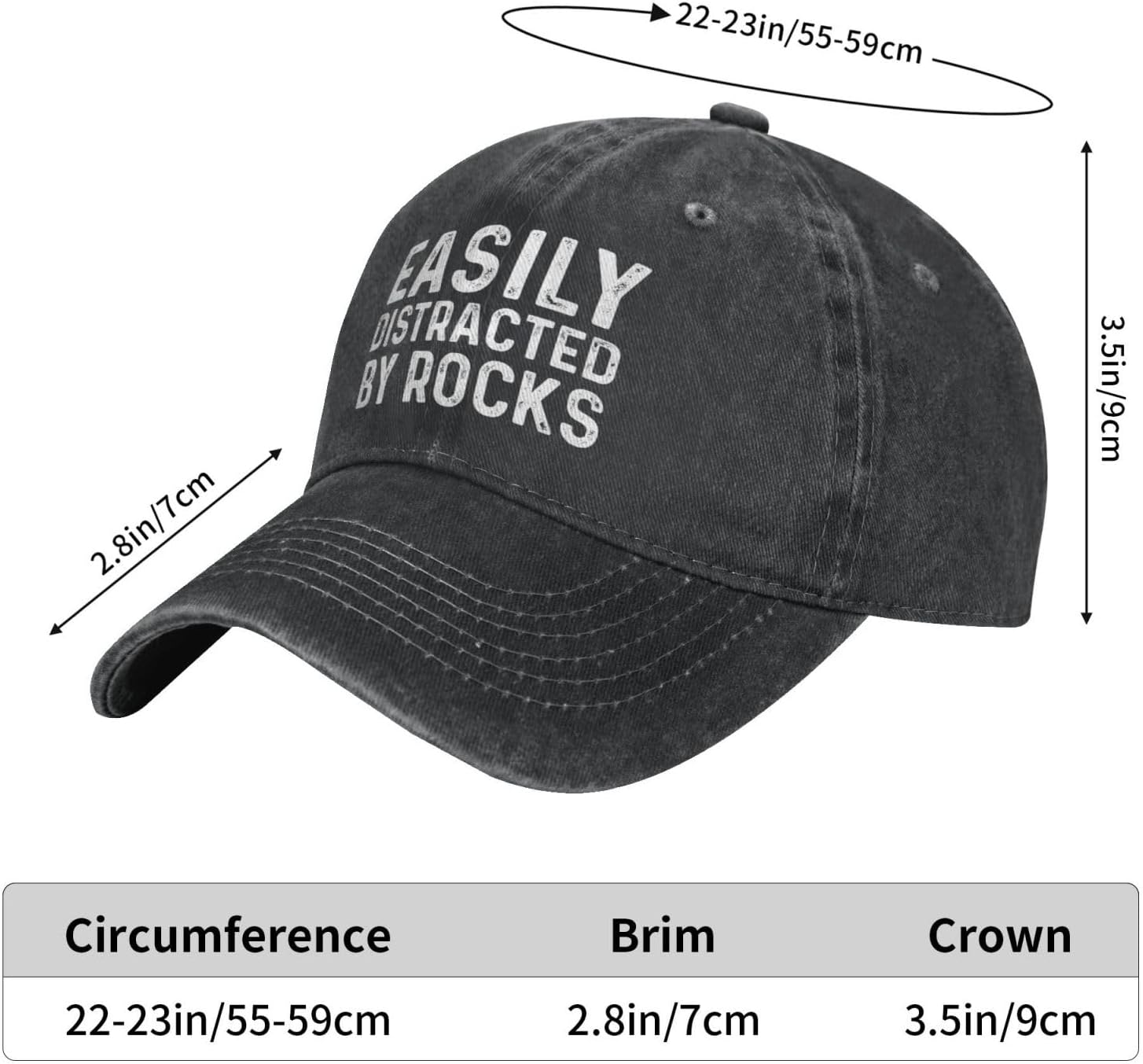Easily Distracted by Rocks Hat for Men Baseball Cap Cool Cap - Image 5