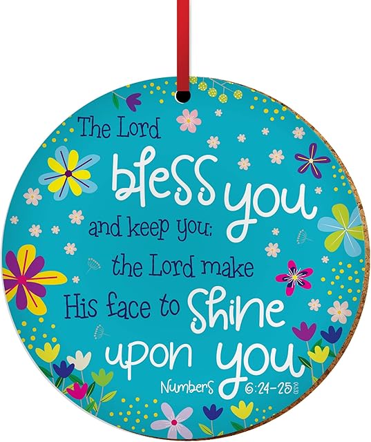 Christian Decorations - can be used as ceramic hanging decorations or as a coaster, 'Bless You', with Bible verse Numbers 6:24-25. Beautiful Christian gifts for women or men, by Just Cards Direct