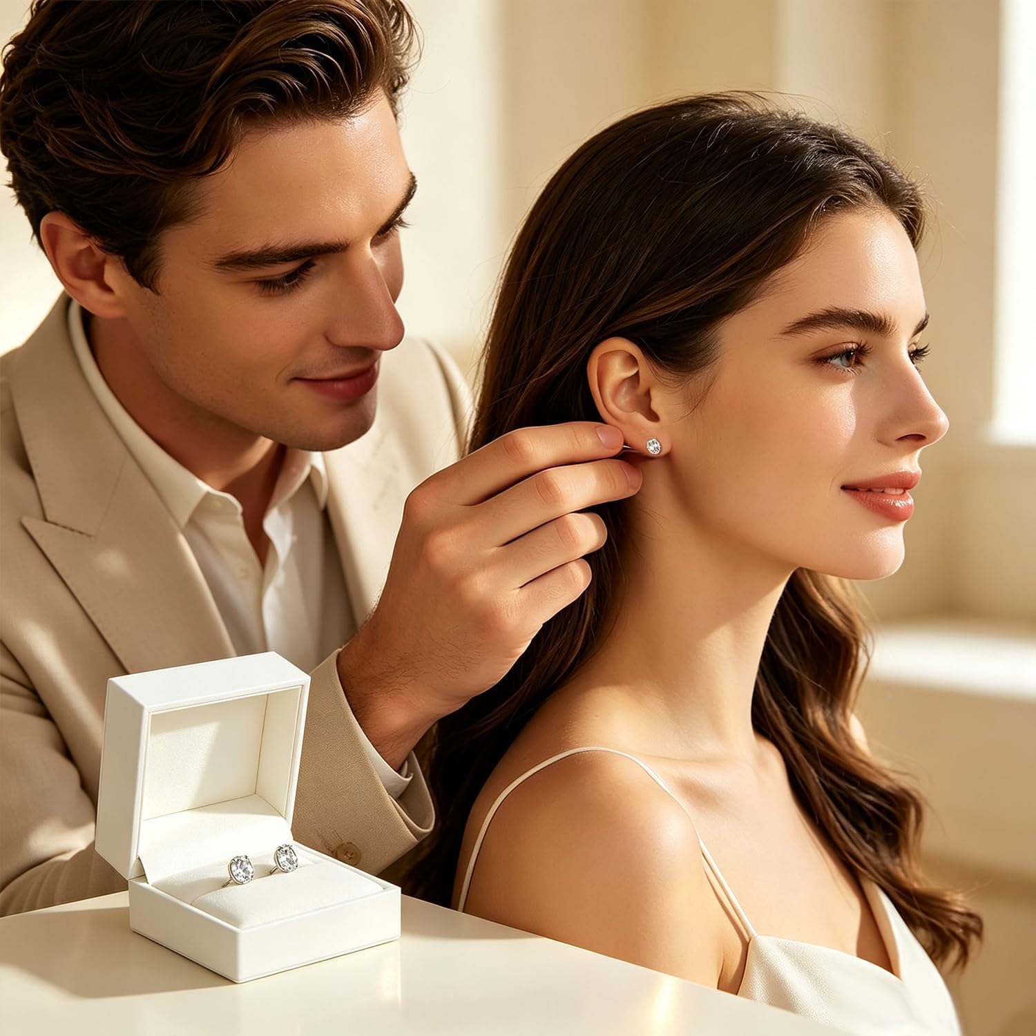 Oval Moissanite Stud Earrings for Women Men Sensitive Ears 1-4ct S925 Silver Jewelry