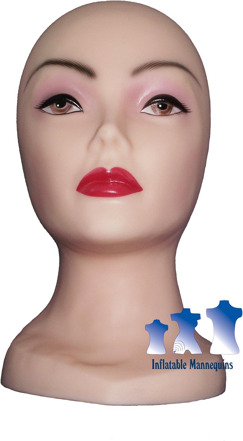 Female Mannequin Head with Face, Light Skin-Tone