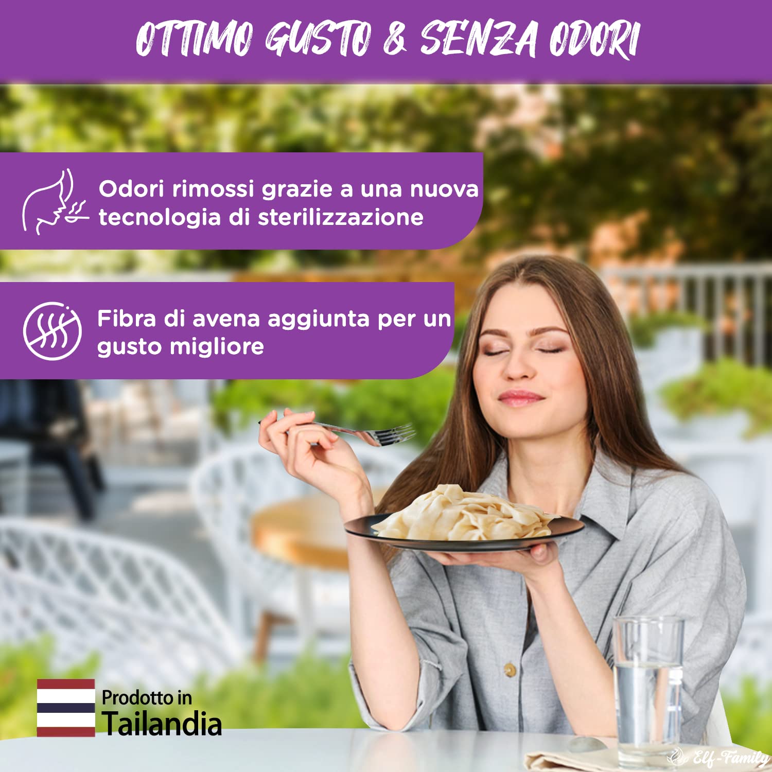 Elf-family [Nuovo]Pasta di Konjac Pochi Carboidrati- Prodotto in Tailandia- Vegano Senza Glutine- 240g x6 Scatole(per 12 Porzioni), Konjak Shirataki Noodles Ipocalorica/Senza Zucchero - Fettuccine