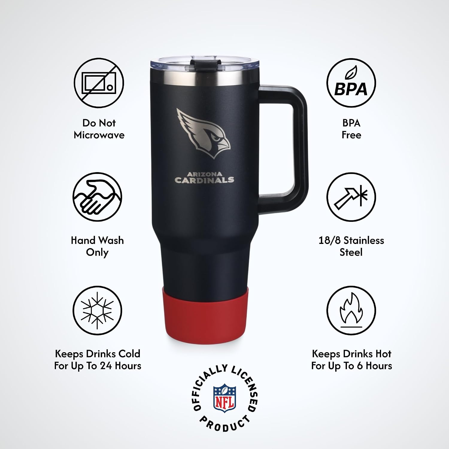 The Memory Company NFL 40oz Game Day Tumbler - Premium Stainless-Steel Double-Wall Vacuum Insulated Travel Cup with Removable Silicone Base , Laser Engraved Team Logo, Hot & Cold Drinks