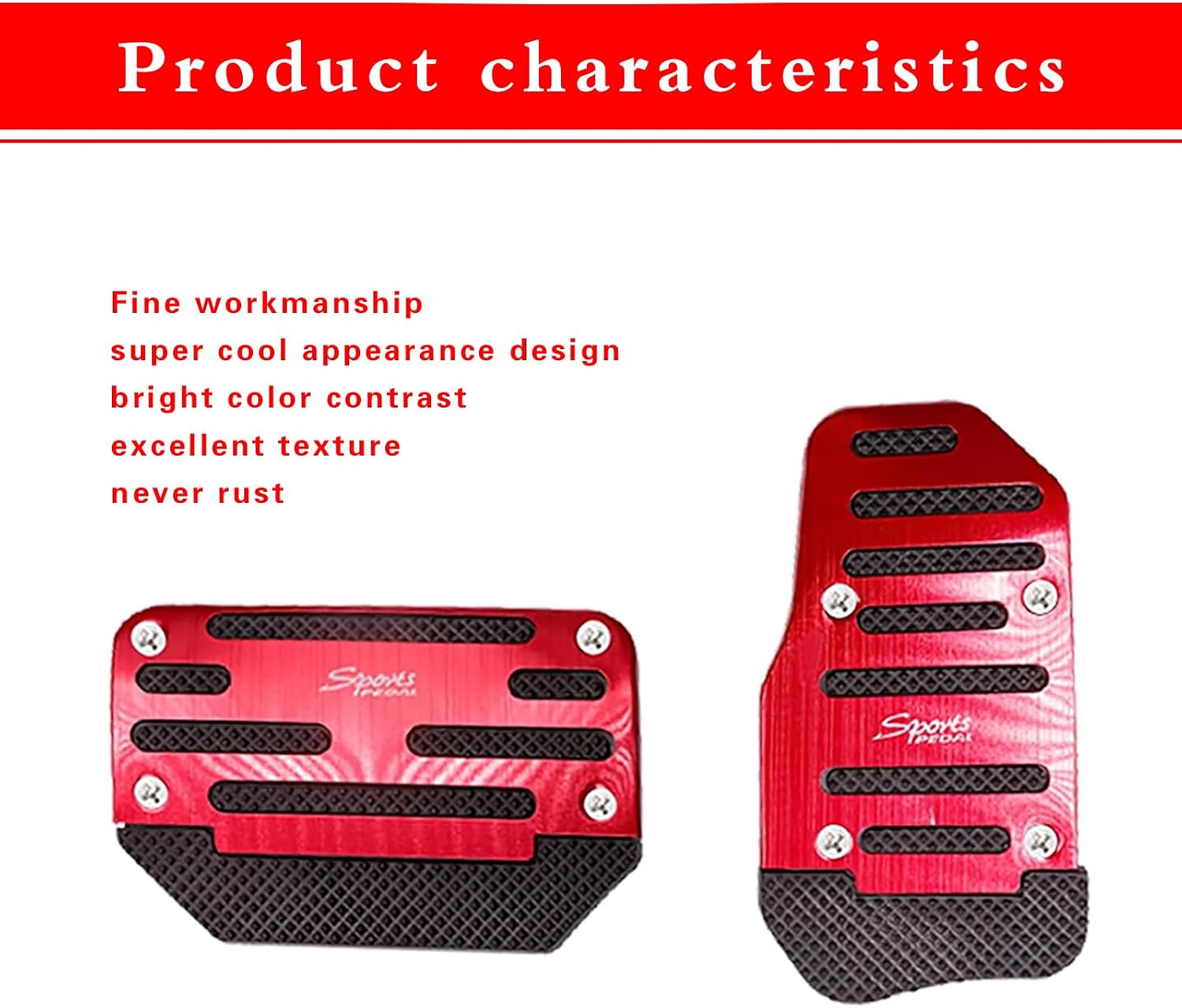 Tesnaao 2 PCS Car Non-Slip Pedal Pads Set, Accelerator Pedal Covers, Car Brake Pedal Protectors, Automatic Automobile Accessories, Universal for Most Cars, Trucks and Vans (Red #XB-373)