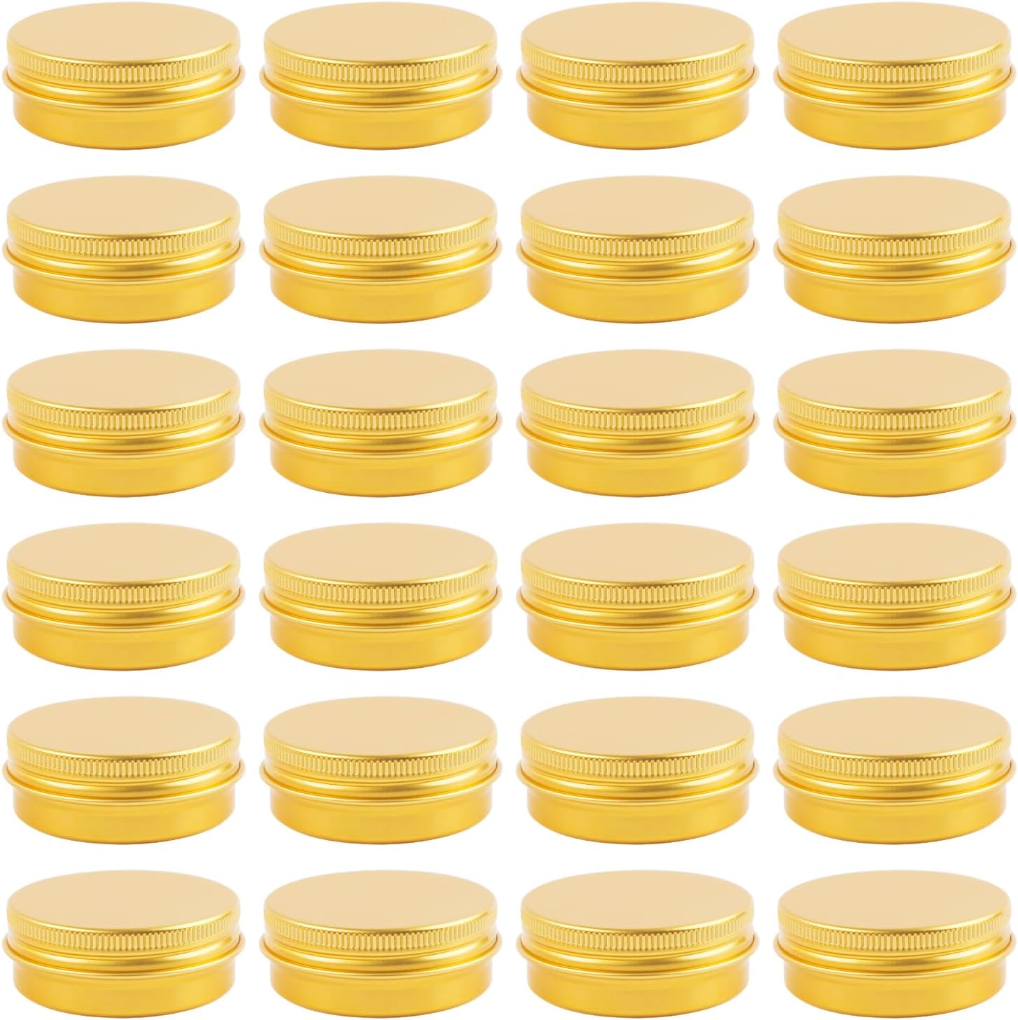 24 Pcs Aluminum Tin Cans Round Empty Balms Tins with Lids 1 oz Gold
