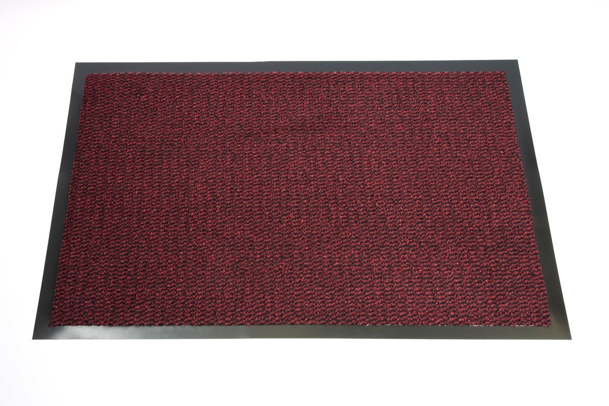 EHC 90 x 150 cm Large Door Rubber Backed Barrier Mat, Red/Black