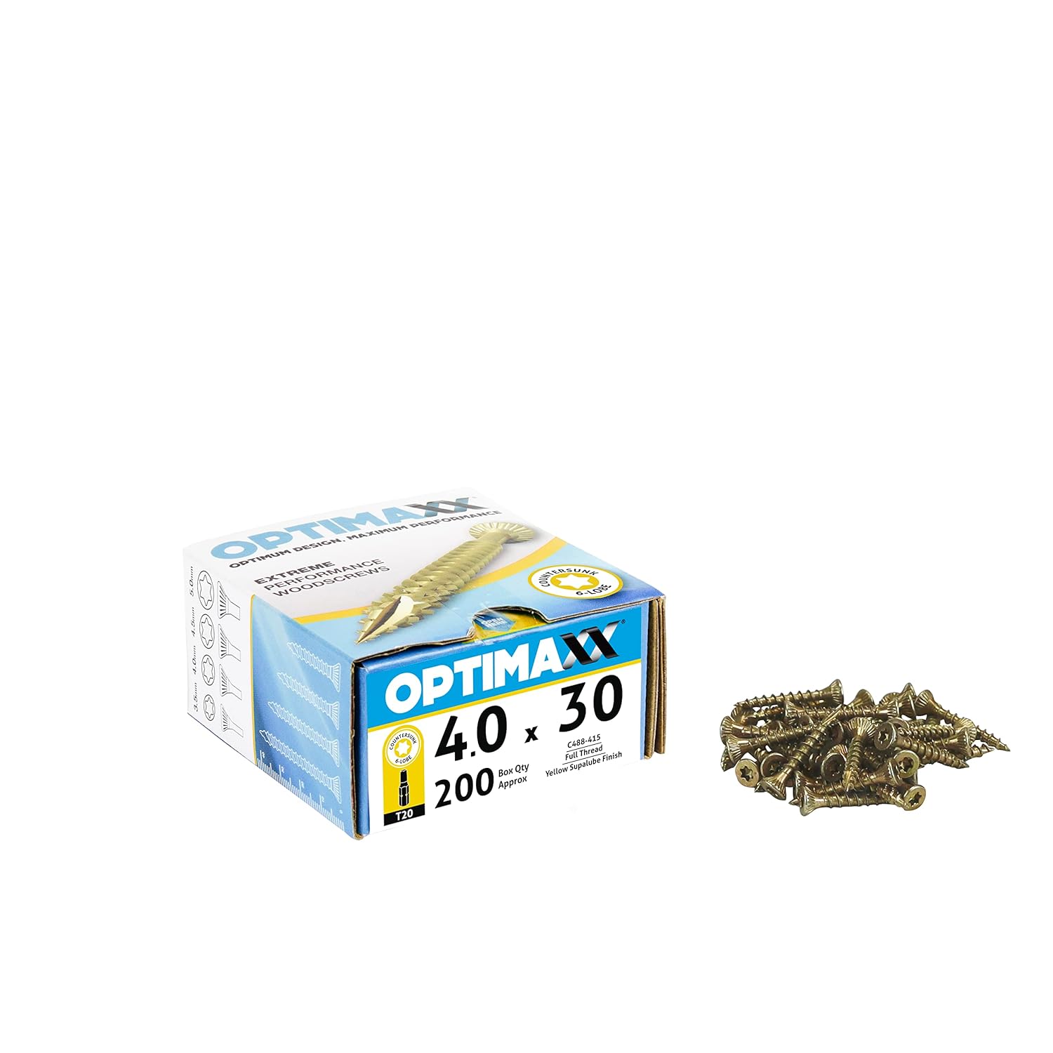 4.0x30 OPTIMAXX Torx Drive Woodscrews 200PC