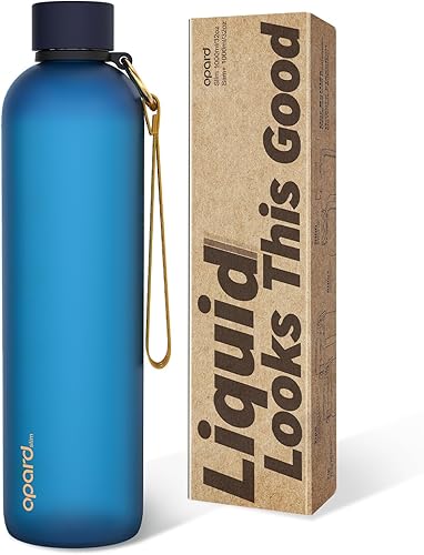 Opard Slim Water Bottle 32oz, Dishwasher Safe Plastic Water Bottle BPA-Free, Leakproof Screw Top, Midnight Blue, Reusable for Travel School Sport