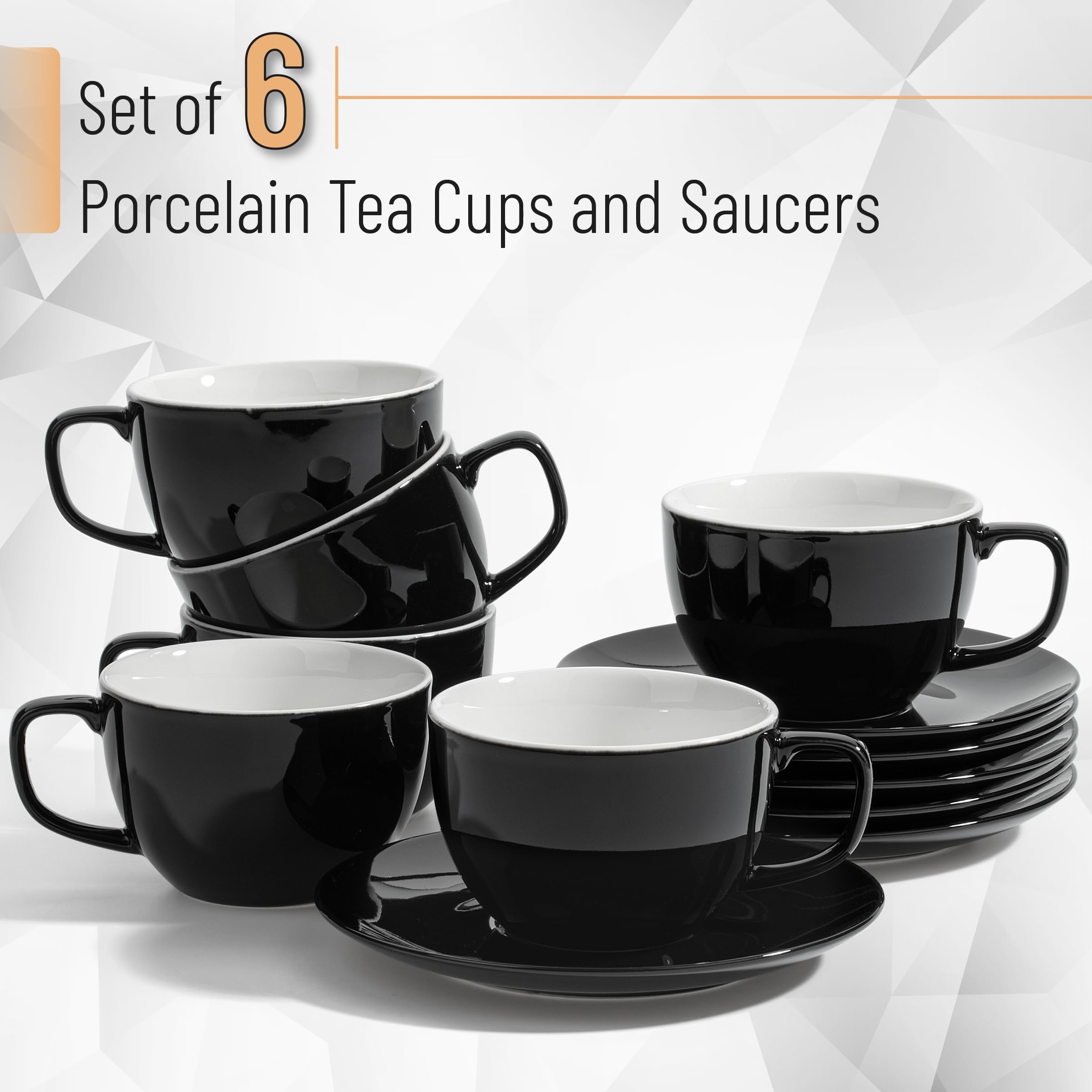 Amazon.com | BTaT- Cappuccino Cups with Saucers 6 oz, Set of 6