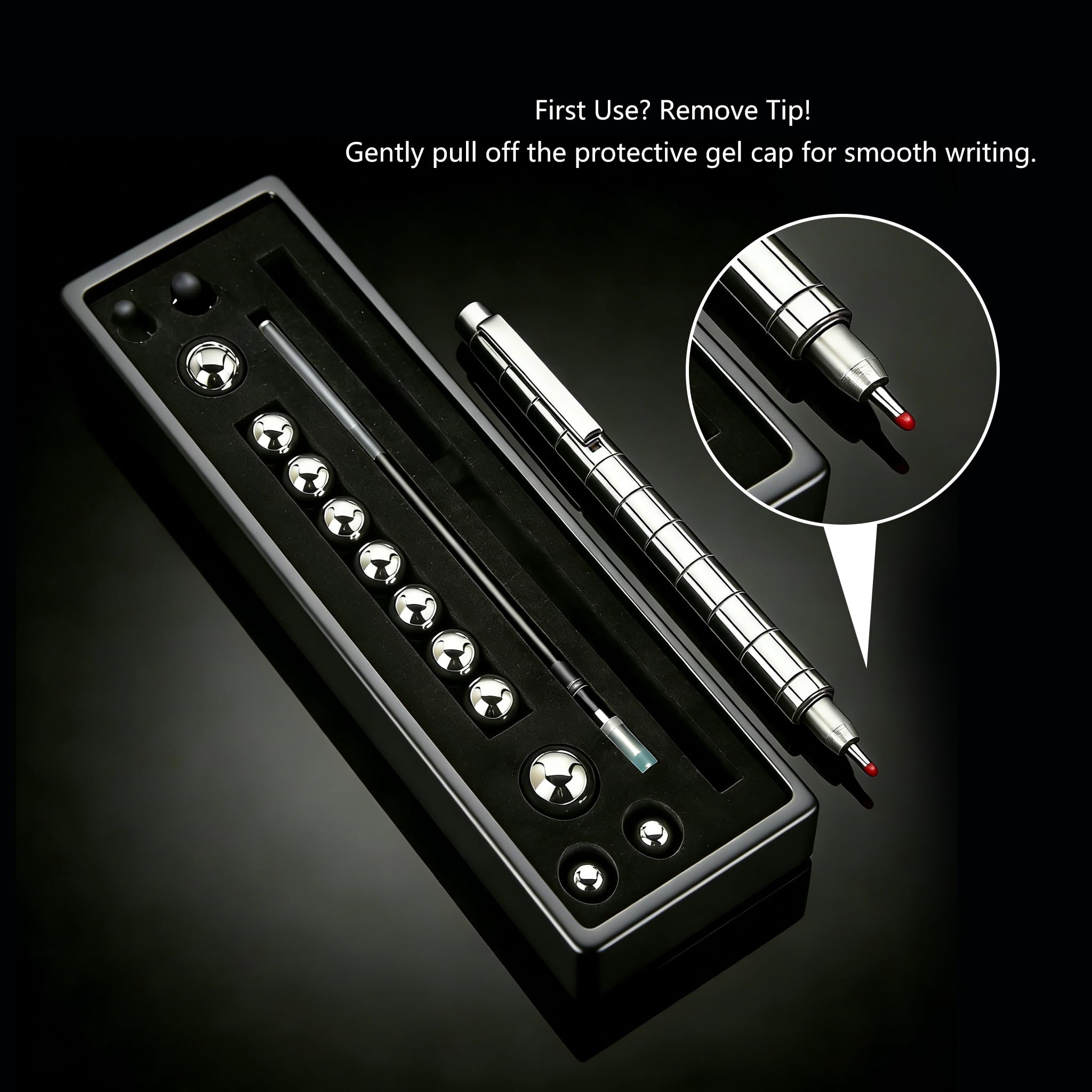 VIVIZEN Magnetic Fidget Pen, Multifunctional Writing & Focus Tool with 2 Refills & 2 Stylus Tips - Image 3