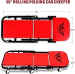 BullsArmor Foldable Z Creeper & Stool - 2 in 1 Mechanic Bench - Folding Adjustable Chair Design 300 Lbs Capacity - Heavy Duty Garage Seat Tool 6 Wheels - Gift Ideas for Car Guy Repair Shop Equipment
