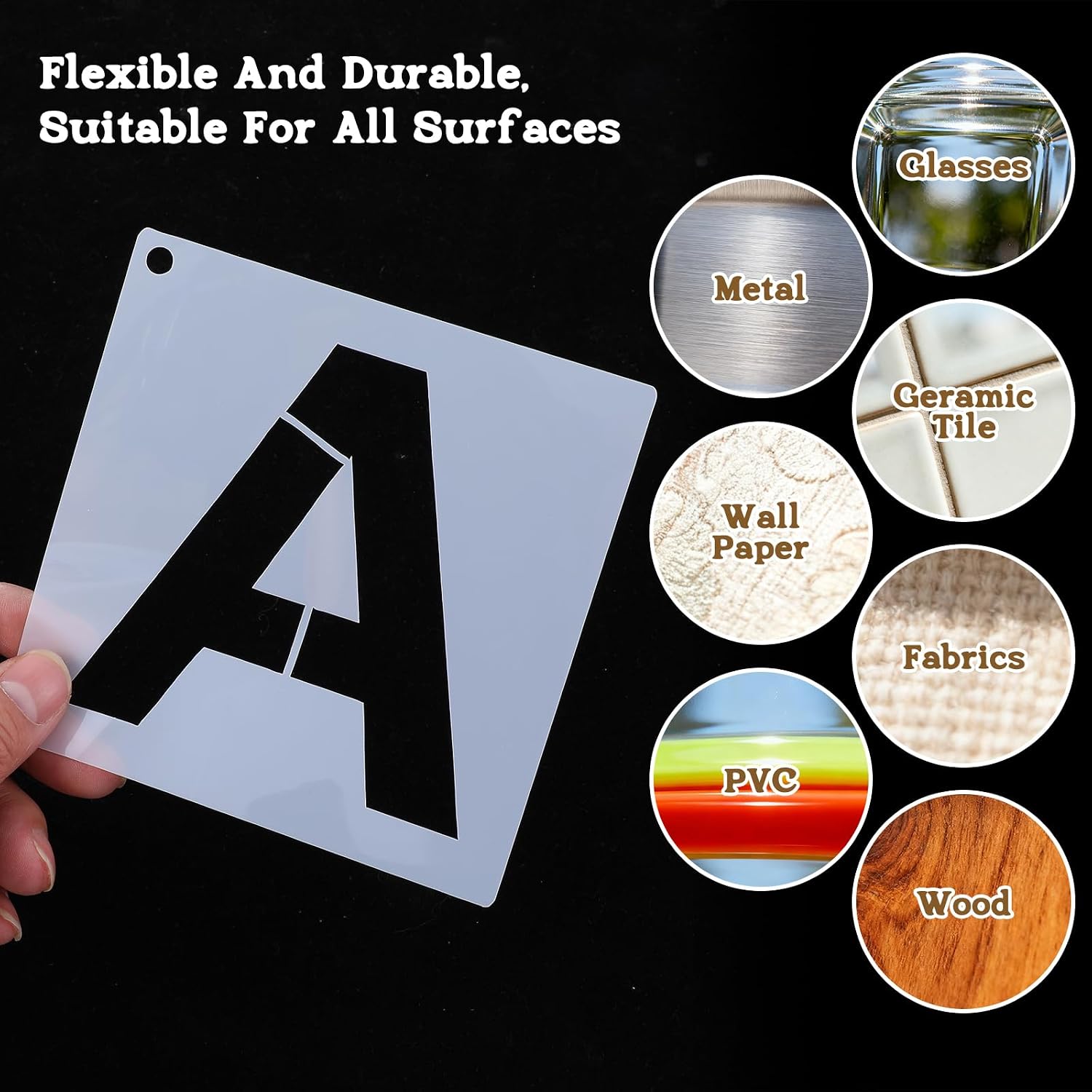 216 Pcs Letter and Number Stencils 6 Sizes Alphabet Number Templates Reusable Plastic Stencils for Painting on Wood Walls Fabric Doors Signs DIY Art and Craft Projects(1,2,3,4,5,6 Inch)