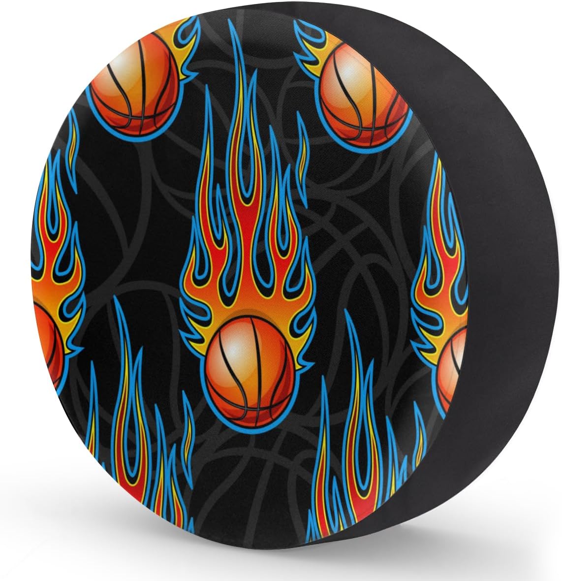 Fiery Basketball Tire Covers Portable Spare Tire Cover Soft Durable Waterproof Dustproof Set of 4 Bags 15 Inches for Car Truck SUV Trailer Camper