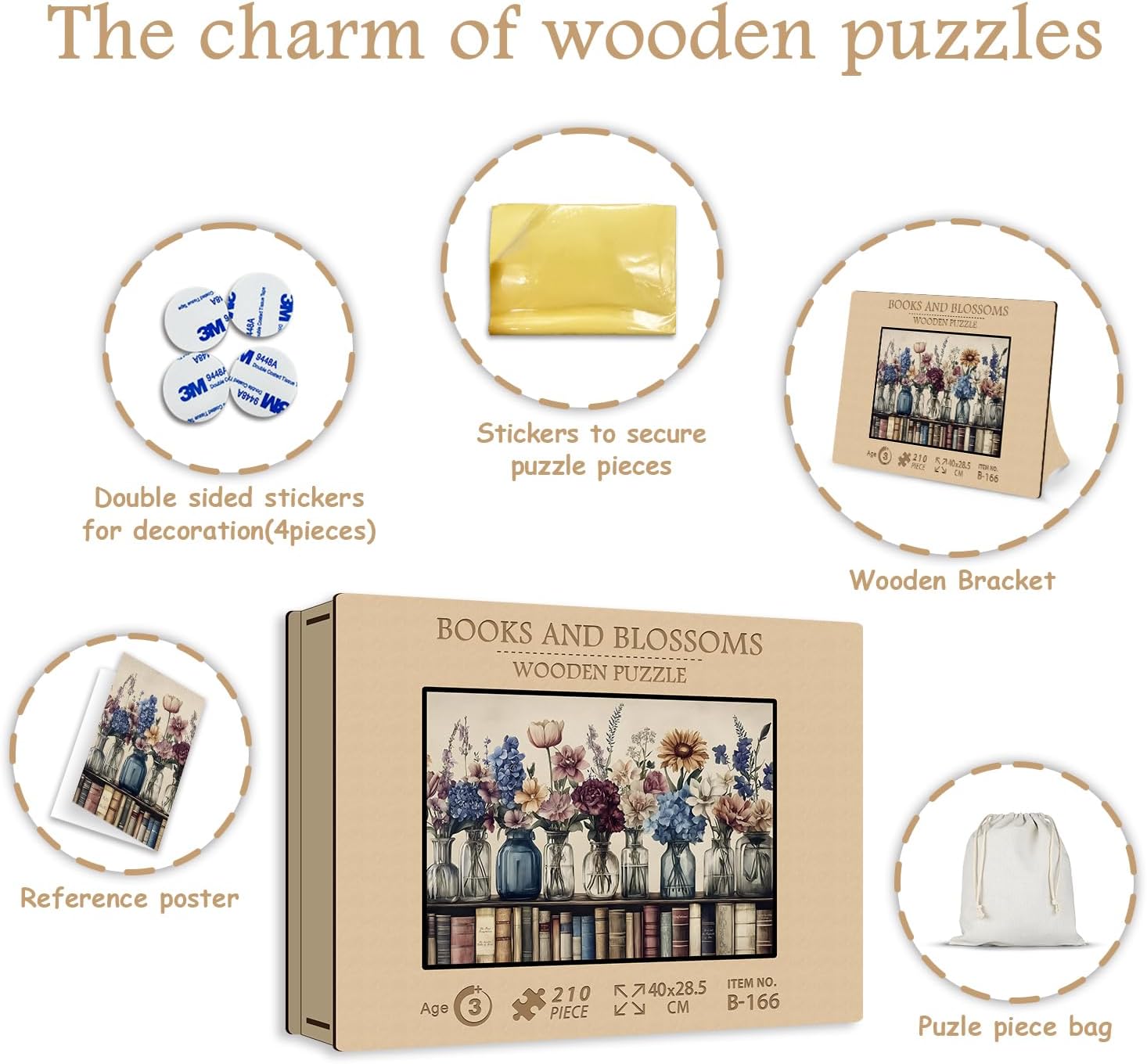 Wildflowers Wooden Puzzles for Adults, PICKFORU Retro Christian Jesus Book Wood Jigsaw Puzzle, Vintage Bookshelf Unique Shapes Puzzles as Art Decor