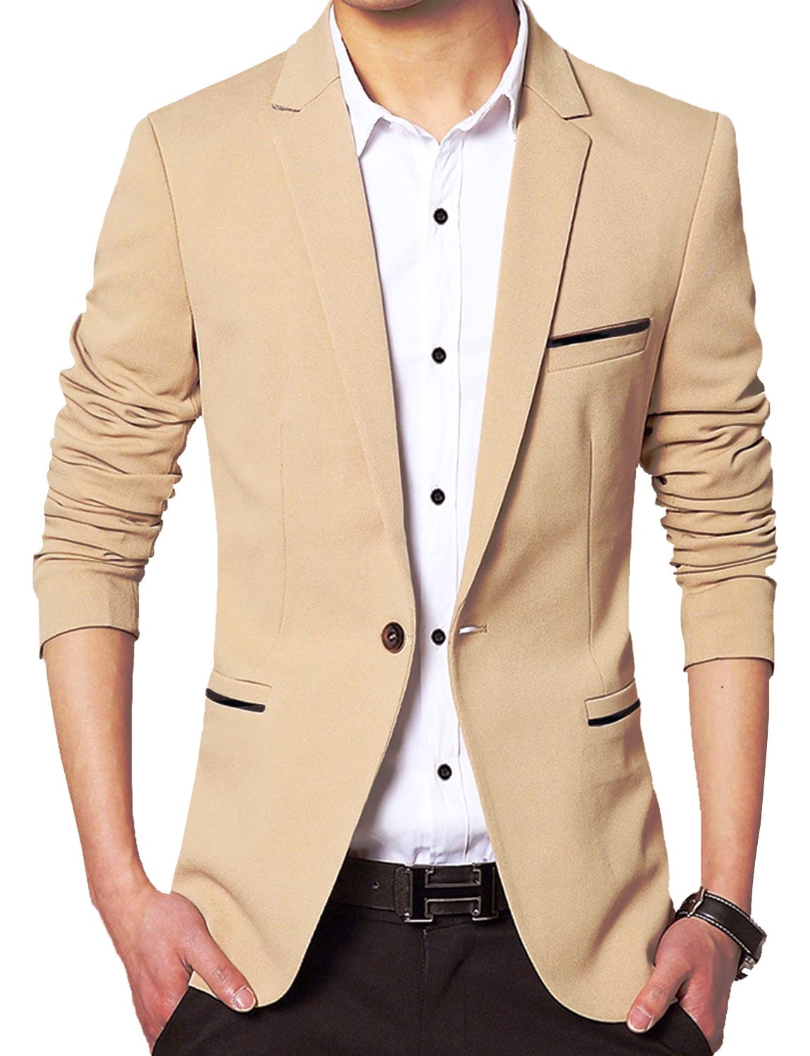 Men's Slim Fit Casual One Button Blazer Jacket-picture-11