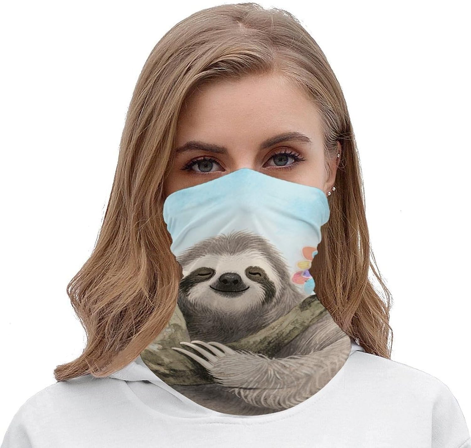 Sun UV Protection Neck Gaiter Upf 50+ Balaclava Ski Watercolor Sloth Face Mask Summer Face Cover Scarf Breathable Bandana for Fishing Hunting Kayaking Hiking Cycling Outdoor Activities