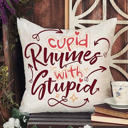 Miniatura 3 de Funda de almohada romántica para el día de San Valentín diseño de rimas de Cupido con estúpido funda de cojín para boda compromiso aniversario