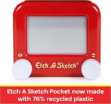 Etch A Sketch Mini (5x5)- Kids & Toddlers Pocket Travel Toy for Stocking Stuffer, Holiday, Birthday Gift - No Batteries or Wi-Fi Needed - Classic Magic Screen Drawing Toy for Boys & Girls Ages 3+