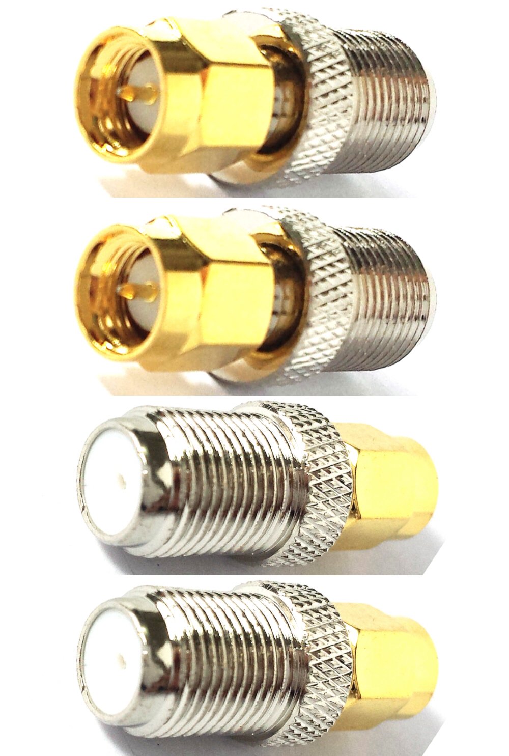SMA to F-Type Adapter Connector - SMA Male to F Female (4 Pack)