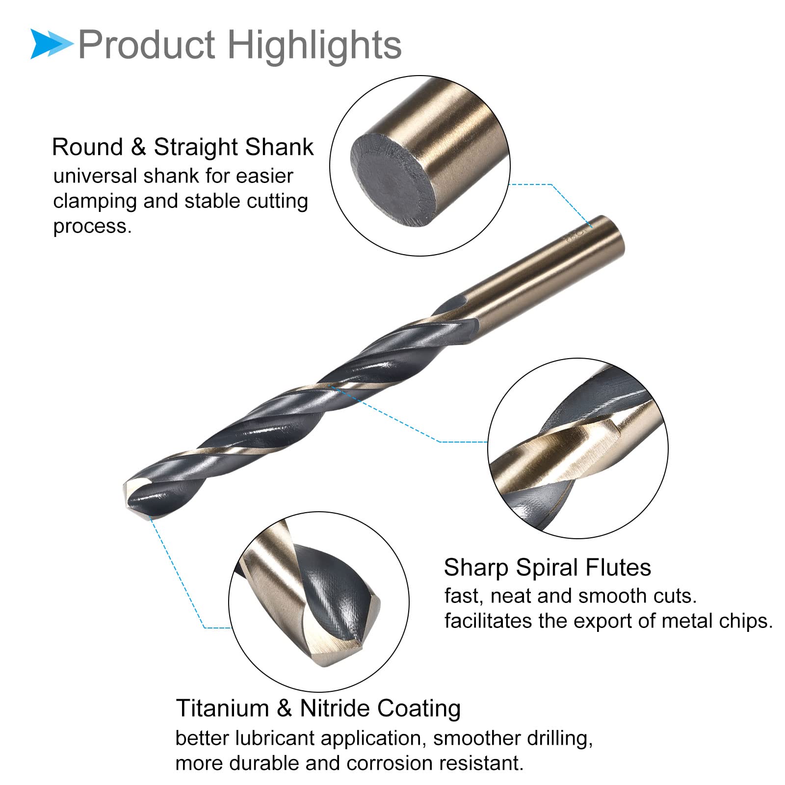 CoCud Torsion Foret Mèches, 12,5 mm Coupe Bord, Titane & Nitrure Revêtement Haute Vitesse Acier 4341 Rond Tige - (Applications: pour Inox Acier Perçage Machine), 1-Pièce CoCud Torsion Foret Mèches, 12,5 mm Coupe Bord, Titane & Nitrure Revêtement Haute Vitesse Acier 4341 Rond Tige - (Applications: pour Inox Acier Perçage Machine), 1-Pièce