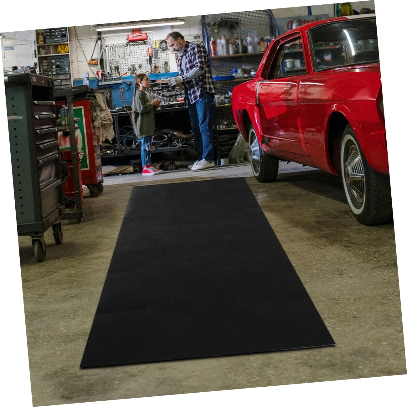 HANABASS Ölauffangmatte Garage 36x72cm rutschfeste Waschbare Ölwechselmatte für Autofußboden und Werkstatt gegen Öllecks