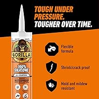 Vista 7 de Gorilla Sellador de silicona impermeable para calafatear y sellar, cartucho de 10 onzas (paquete de 1), sellador de calafateo blanco para cocina