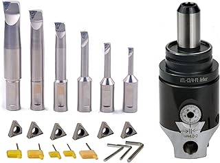 TTS 3/4 Boring Head and 1/2 Shank Boring Bar 6pcs Set (Inserts Included) 1/2" - 2.0"
