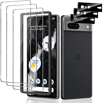 Screen Protector for Google Pixel 7 Pack of 3 Tempered Glass Screen Protector with 3 Camera Protection 9H Screen Protection Ultra Clear Protective Glass
