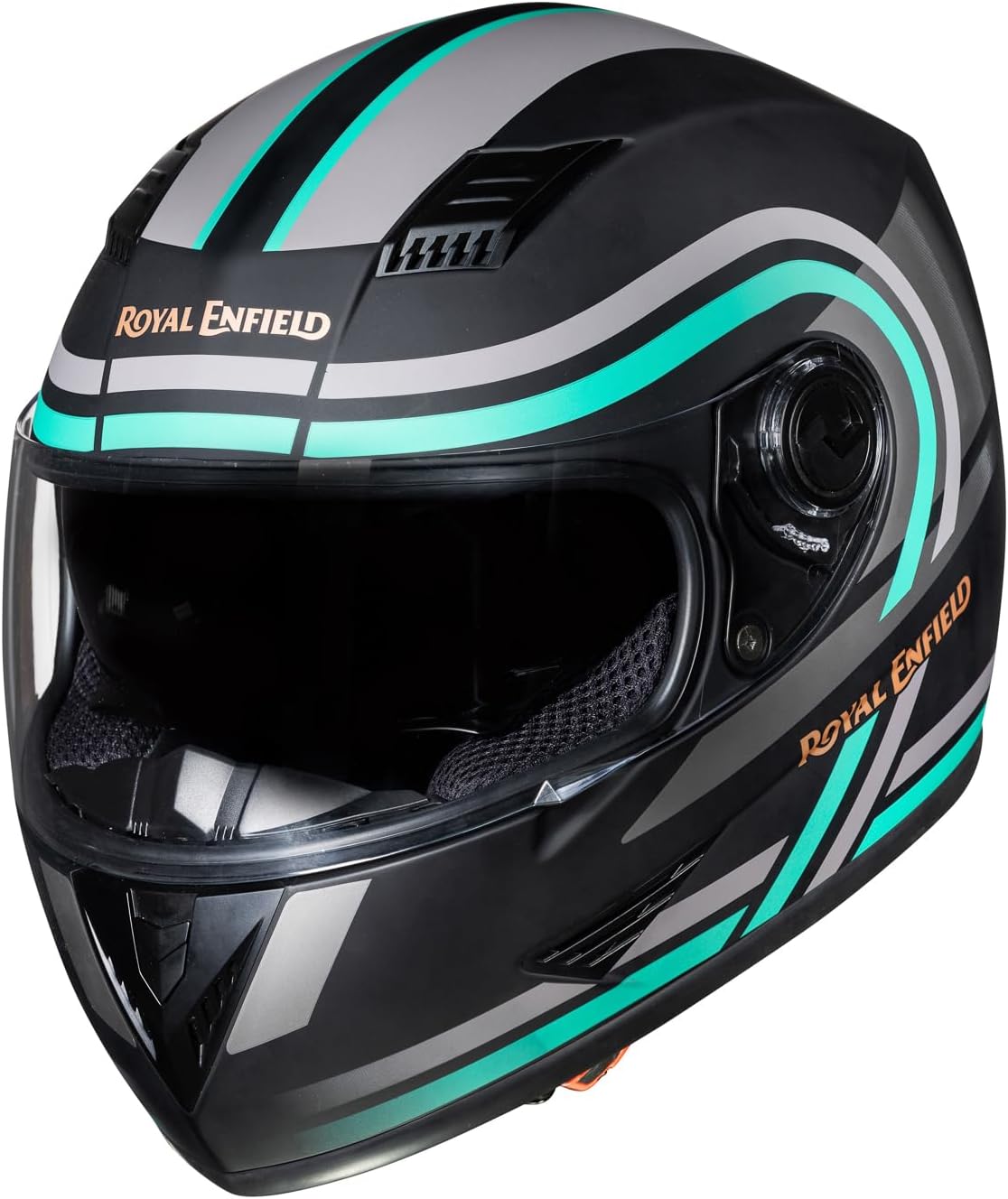 Royal Enfield Stunner Full Face Riding Helmet Mt.Black/Gren D.Visor L-600Mm with Excellent Ventilation and Better Impact Protection