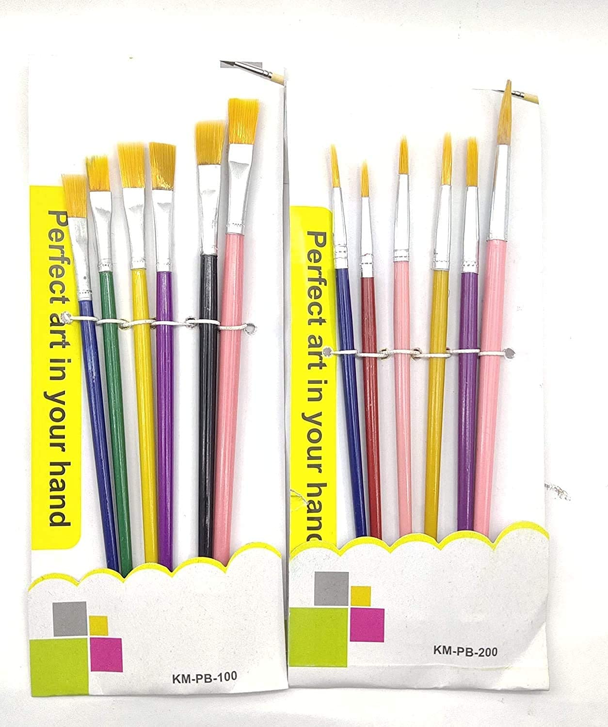 ECLET Nylon Paint Brush Combo 6 Flat Or 6 Round with Heavy Color Plate(One Brush Free) A