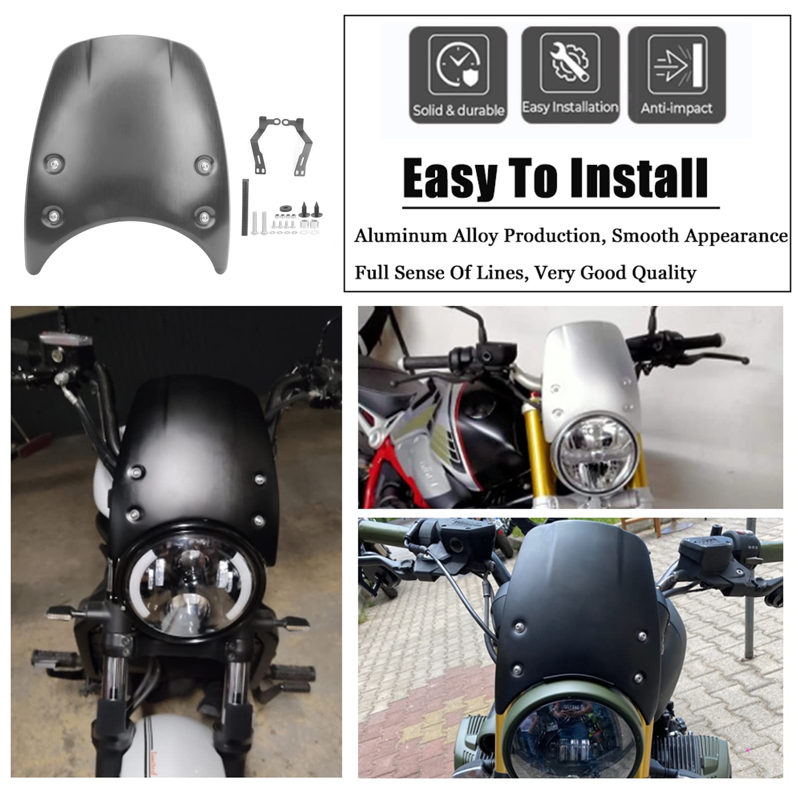 Windschutzscheibe , Windschutzscheibe Windschutzscheibe Scheinwerferverkleidung Passend R nineT Pure Scrambler 2014 2020 Schwarzes Aluminium , Sitze und Zubeh?r