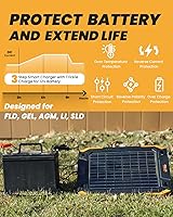Vista 7 de BALDR 12V Solar Battery Charger, 13W Waterproof Dual Sided Battery Maintainer, IP67 MPPT Trickle Charger for Car, Trailer, Lawn Mower, Boat