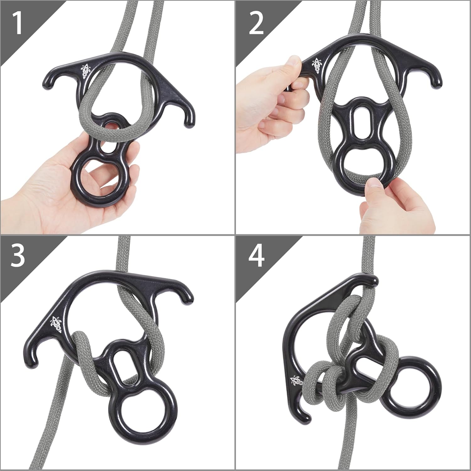 35kN/40kN Figure 8 Descender Large Bent-Ear Belaying and Rappelling Aluminum Magnesium for Climbing, Mountaineering