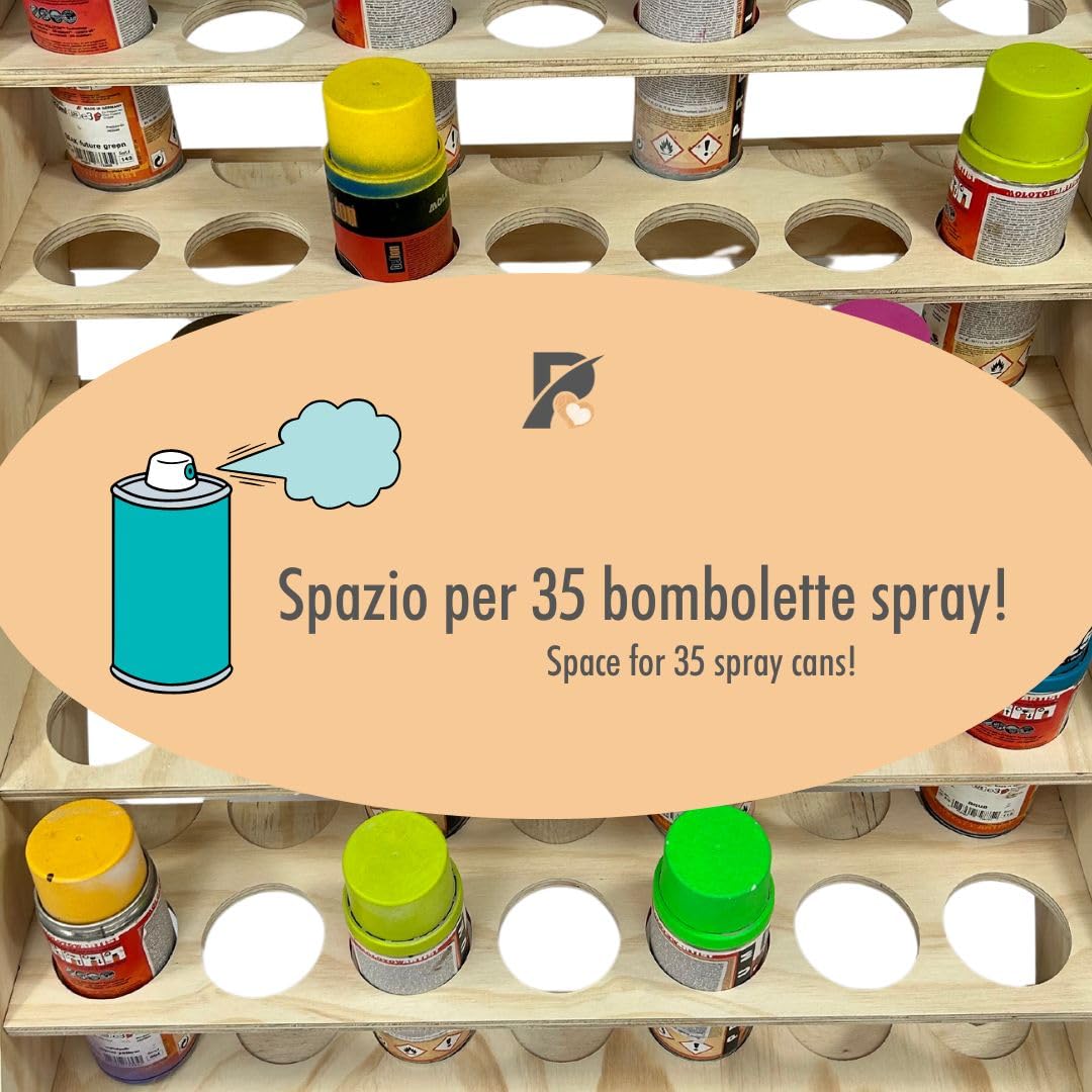 Pekiedo Porta Bombolette Spray, Pannello Attrezzi da Parete Officina, 35 Lattine, Armadio Scaffale Mensole Home Organizer Garage, Idea Regalo Festa del Papà