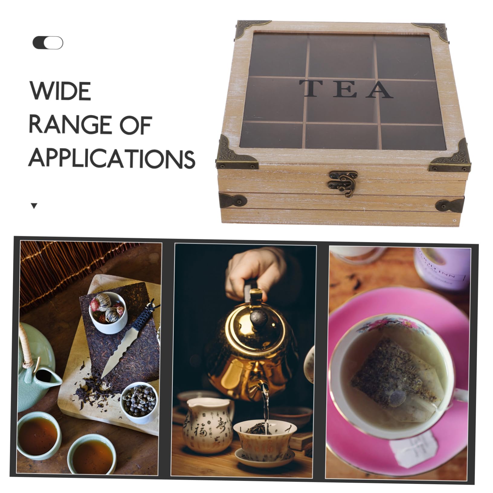 MAGICLULU Organizador de Cajas para Bolsitas de Té de Madera con Compartimentos Múltiples y Gran Capacidad, Soporte para Almacenamiento de Té Cocina