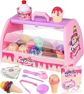 Gifts2U Ice Cream Toys for Kids, 48 Pcs Ice Cream Counter Playset - Scoop and Serve Ice Cream Counter, Play Food and Accessories - Pretend Food Toys, Ice Cream Shop Toys for Kids Ages 3 4 5 6