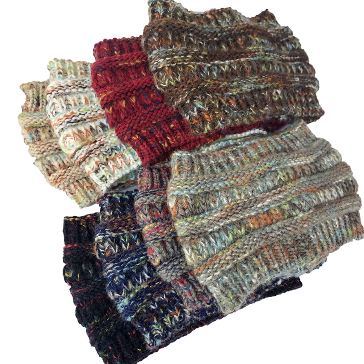 Holibanna Navy Color Thicken Ponytail Hat Warm Knitted Yarn Headband for Outdoor Stylish Hair Band